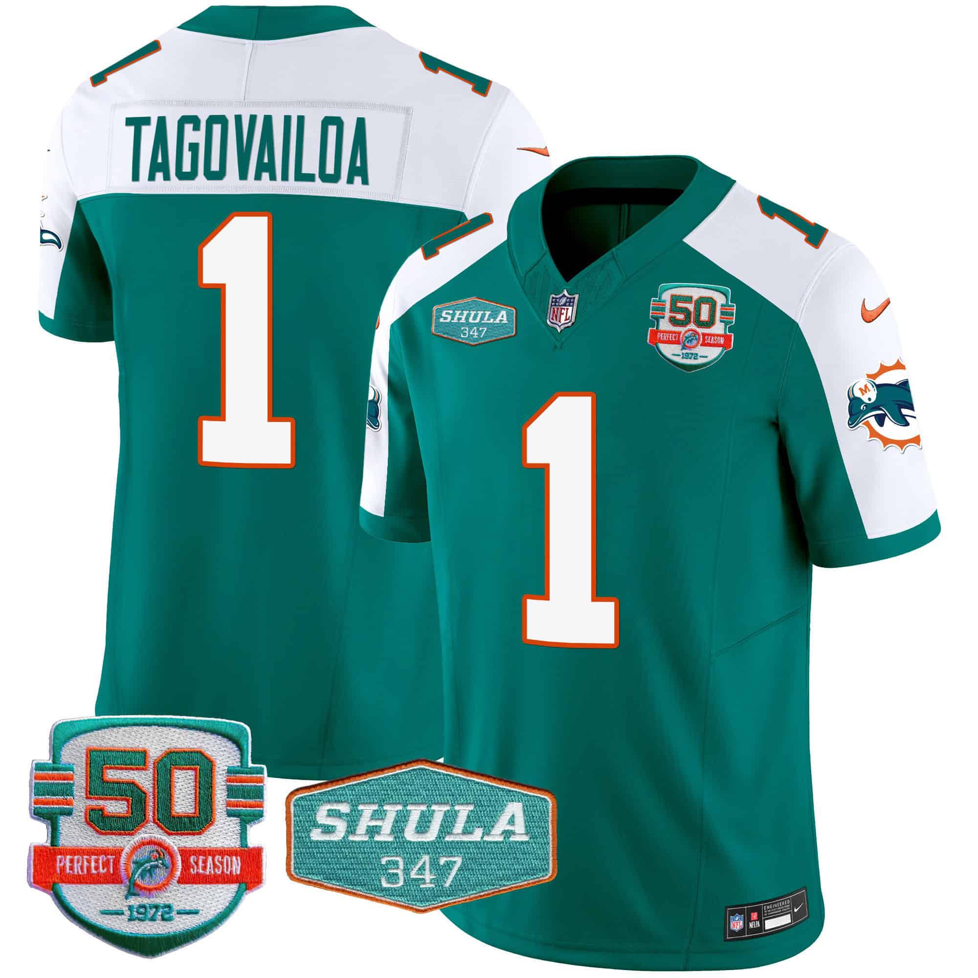 Men Miami Dolphins #1 Tagovailoa Green 2024 Nike Throwback Shula 347 Patch Vapor NFL Jersey->indianapolis colts->NFL Jersey